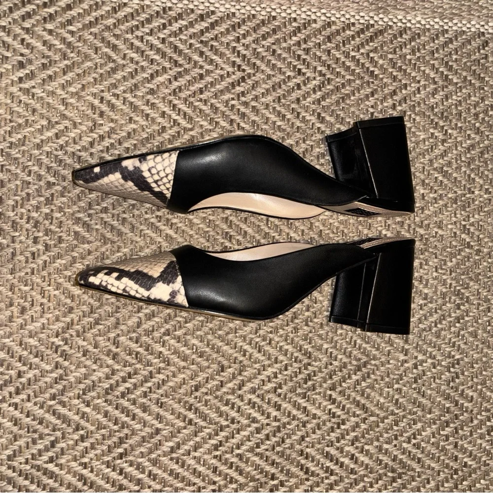 WHITE HOUSE Black Market Square Toe Mules Animal Print Size 9 - Picture 4 of 7